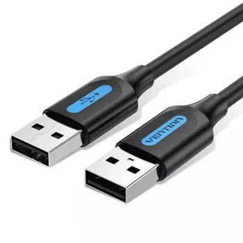 USB 2.0 A–A kabelis Vention 2 m, melns PVC, USB A uz USB A, 0,48 Gbit/s