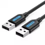 USB 2.0 A–A kabelis Vention 2 m, melns PVC, USB A uz USB A, 0,48 Gbit/s