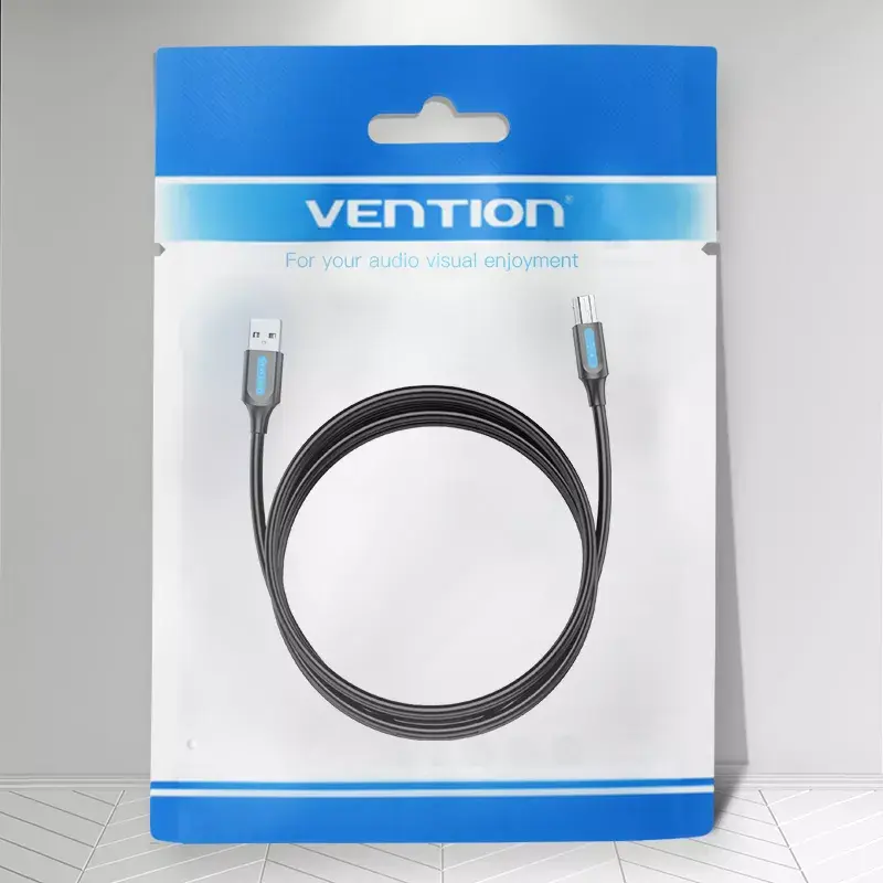 USB 2.0 A vīrieša uz B vīrieša kabelis 3 m — Vention — melns PVC, 480 Mbps, 2 A