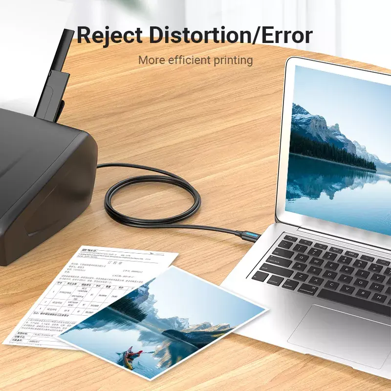 USB 2.0 A vīrieša uz B vīrieša kabelis 3 m — Vention — melns PVC, 480 Mbps, 2 A