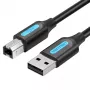 USB 2.0 A vīr. uz B vīr. kabelis Vention COQBJ, 0,5 m, melns, PVC apvalks, 2 A, 0,48 Gbit/s