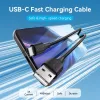Vention USB 2.0 A vīriešu uz C vīriešu 3A kabelis 0.25 m melns