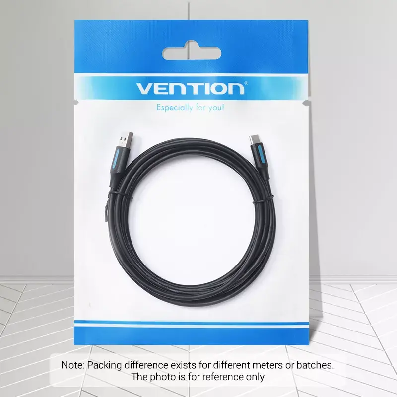 Vention USB 2.0 A vīrieša uz C vīrieša 3A kabelis 0.5M melns
