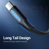 Vention USB 2.0 A vīrieša uz C vīrieša 3A kabelis 0.5M melns