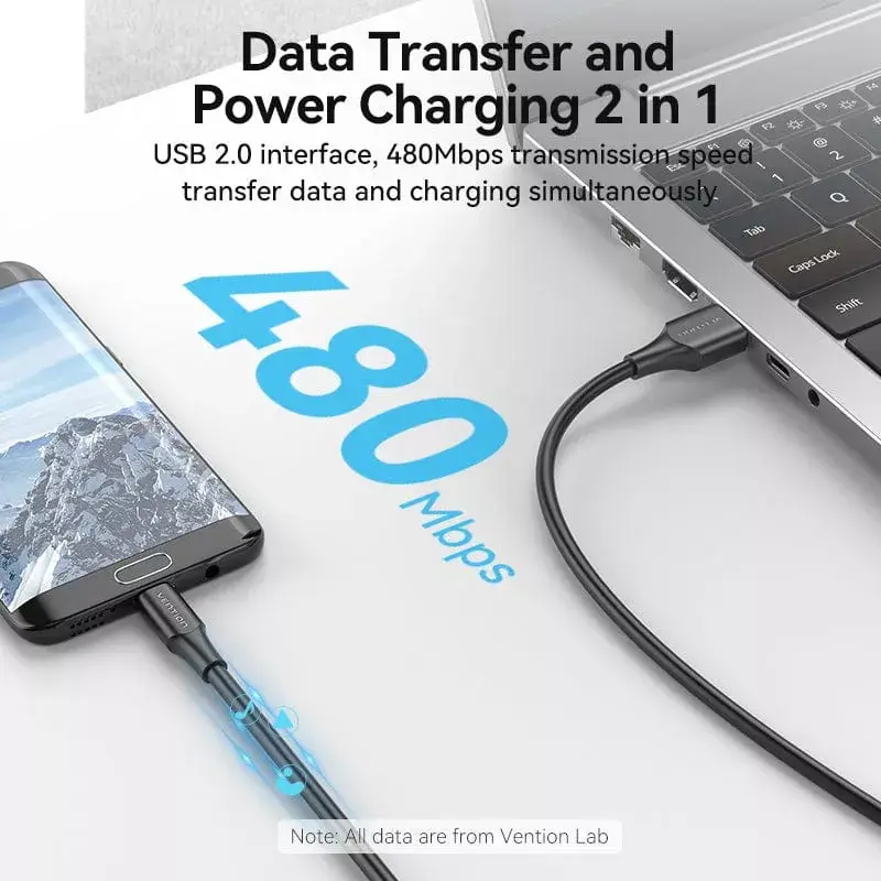 Vention USB 2.0 A tēviņš uz Micro-B tēviņš 2A kabelis 2M melns