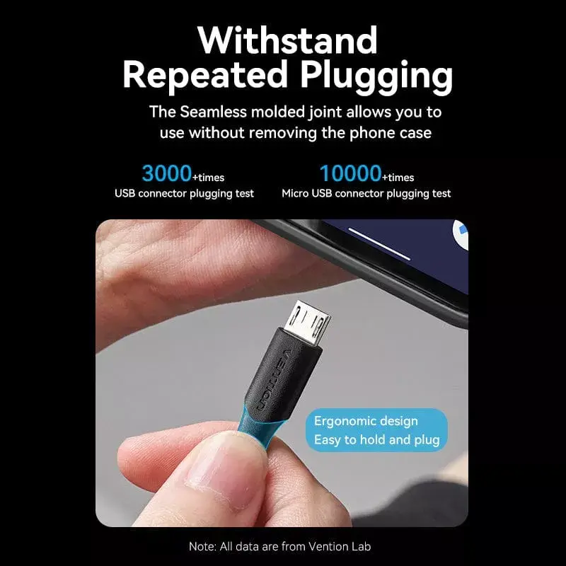 Vention USB 2.0 A tēviņš uz Micro-B tēviņš 2A kabelis 2M melns