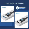 USB A uz A kabelis Vention CONBD 0.5 m, USB 3.2 Gen 1 (5 Gbit/s), melns