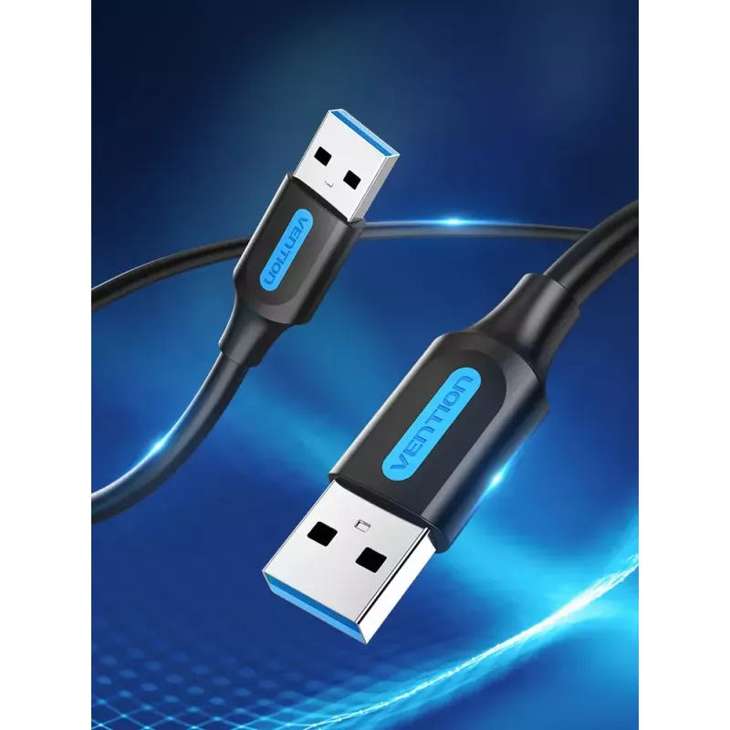 USB A uz A kabelis Vention CONBD 0.5 m, USB 3.2 Gen 1 (5 Gbit/s), melns