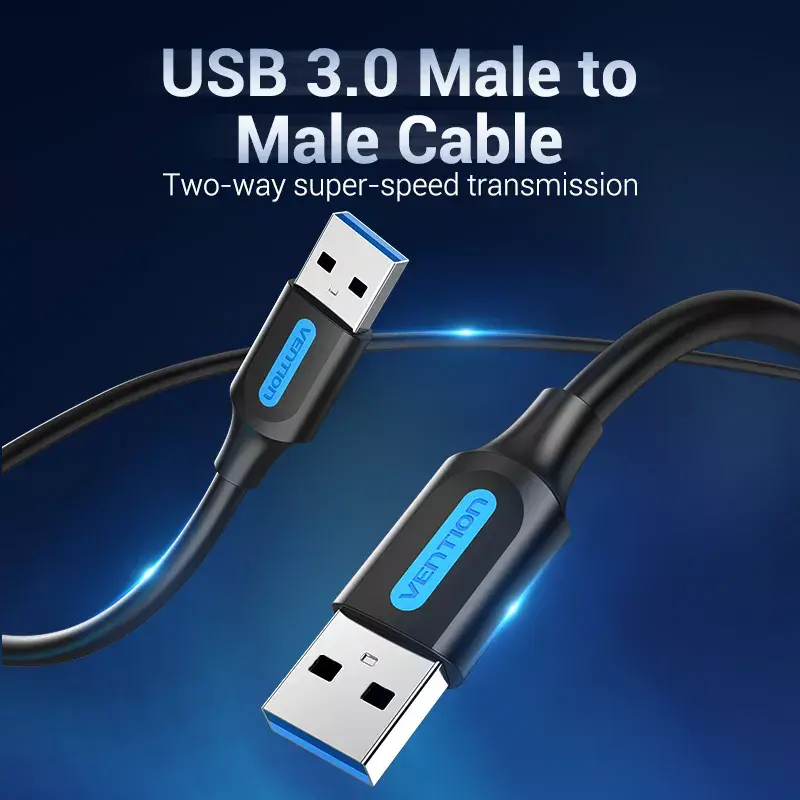 USB A uz A kabelis Vention CONBD 0.5 m, USB 3.2 Gen 1 (5 Gbit/s), melns