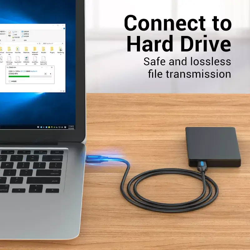 USB A uz A kabelis Vention CONBD 0.5 m, USB 3.2 Gen 1 (5 Gbit/s), melns