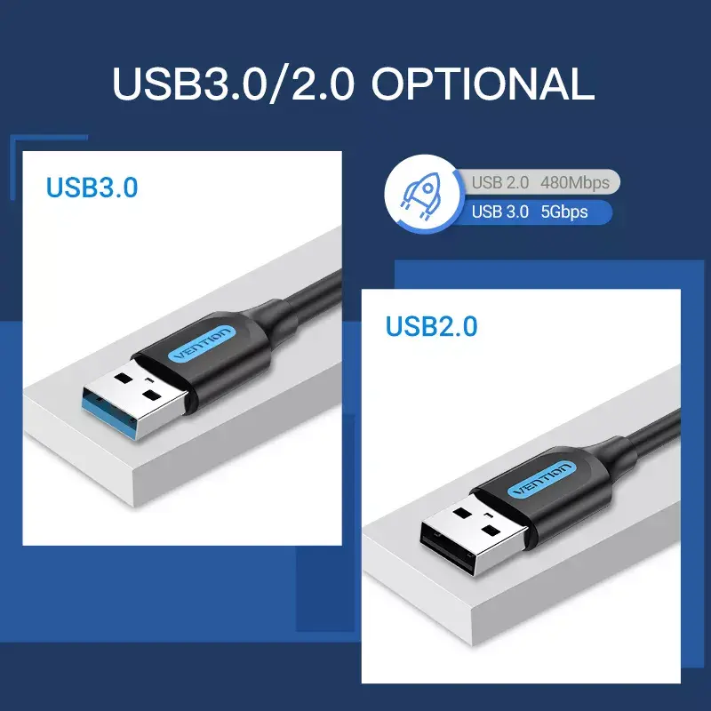 USB 3.0 A-vīriešu uz A-vīriešu kabelis 1,5 m — Vention, USB 3.2 Gen 1, melns PVC