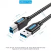 Vention USB 3.0 A–B kabelis, 3 m — USB 3.2 Gen 1 (5 Gbit/s), melns, niķelēti savienotāji