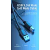 Vention USB 3.0 A–B kabelis, 3 m — USB 3.2 Gen 1 (5 Gbit/s), melns, niķelēti savienotāji