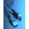 Vention USB 3.0 A–B kabelis, 3 m — USB 3.2 Gen 1 (5 Gbit/s), melns, niķelēti savienotāji