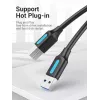 Vention USB 3.0 A–B kabelis, 3 m — USB 3.2 Gen 1 (5 Gbit/s), melns, niķelēti savienotāji