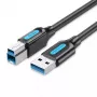 Vention USB 3.0 A–B kabelis, 3 m — USB 3.2 Gen 1 (5 Gbit/s), melns, niķelēti savienotāji