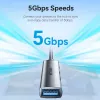 USB centrmezgls Vention CKOHB — 4 portu USB 3.2 Gen 1/USB 2.0 centrmezgls, 0,15 m kabelis, pelēks alumīnijs