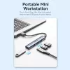 USB centrmezgls Vention CKOHB — 4 portu USB 3.2 Gen 1/USB 2.0 centrmezgls, 0,15 m kabelis, pelēks alumīnijs