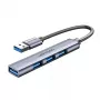 USB centrmezgls Vention CKOHB — 4 portu USB 3.2 Gen 1/USB 2.0 centrmezgls, 0,15 m kabelis, pelēks alumīnijs