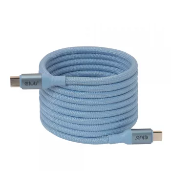 CLUB3D USB-C® Magnetic-Coil 240W PD3.1 zils kabelis 2 m / 6,56 pēdas ātra uzlāde