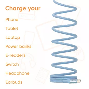 CLUB3D USB-C® Magnetic-Coil 240W PD3.1 zils kabelis 2 m / 6,56 pēdas ātra uzlāde