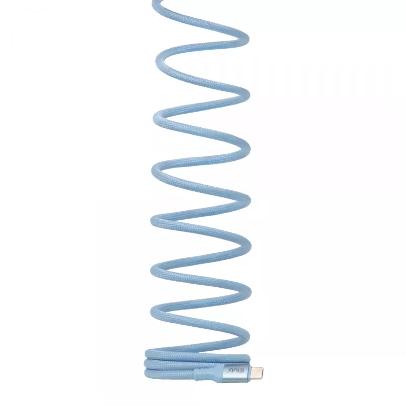CLUB3D USB-C® Magnetic-Coil 240W PD3.1 zils kabelis 2 m / 6,56 pēdas ātra uzlāde