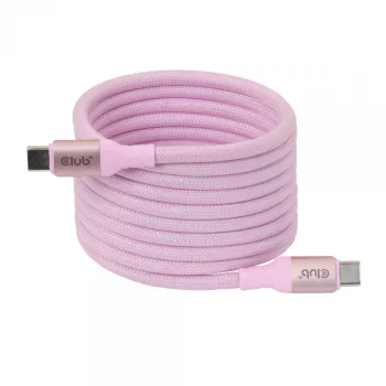 CLUB3D USB-C magnētiskās spoles rozā kabelis, 240 W, 2 m, USB 2.0