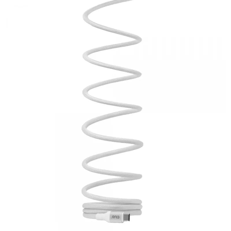 USB-C Magnetic-Coil kabelis Club 3D CAC-3032 — balts, magnētiskās spoles dizains uzlādei un datu pārraidei