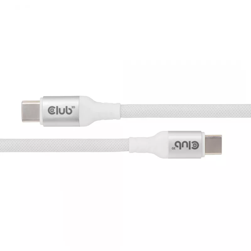 USB-C Magnetic-Coil kabelis Club 3D CAC-3032 — balts, magnētiskās spoles dizains uzlādei un datu pārraidei