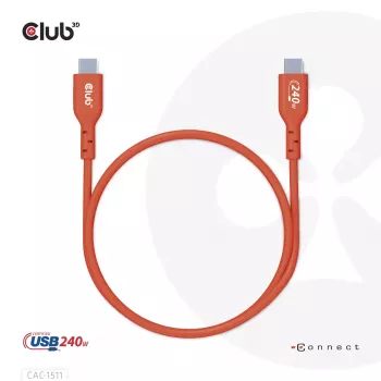 CLUB3D USB2 Type-C divvirzienu USB-IF sertificēts kabelis datiem 480Mb, PD 240W(48V/5A) EPR M/M 4m / 13,13 pēdas