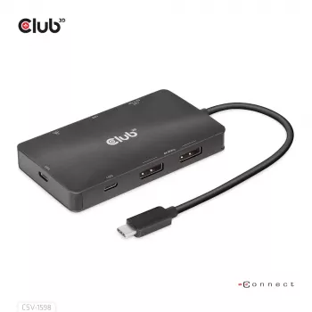 CLUB3D USB Gen2 Type-C uz diviem DisplayPort 4k60Hz 7-in-1 centrmezgls