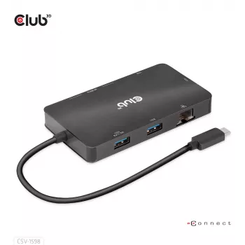 CLUB3D USB Gen2 Type-C uz diviem DisplayPort 4k60Hz 7-in-1 centrmezgls