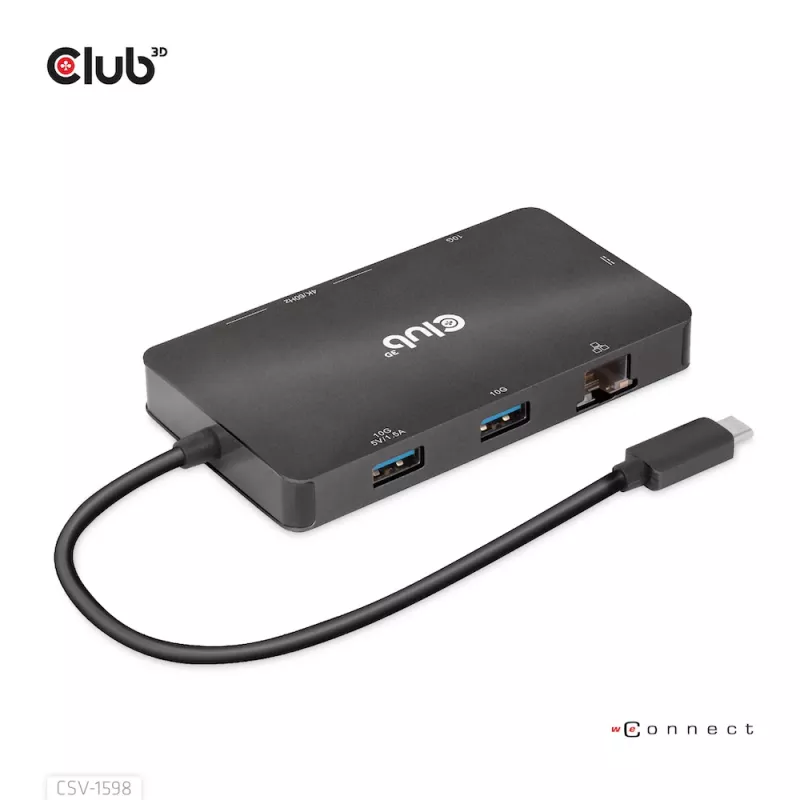 CLUB3D USB Gen2 Type-C uz diviem DisplayPort 4k60Hz 7-in-1 centrmezgls