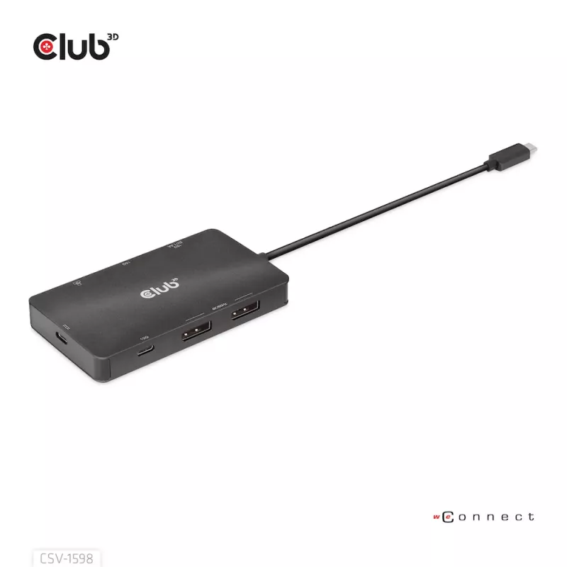 CLUB3D USB Gen2 Type-C uz diviem DisplayPort 4k60Hz 7-in-1 centrmezgls