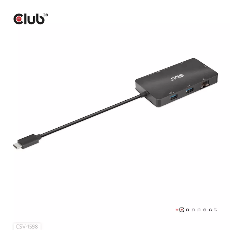 CLUB3D USB Gen2 Type-C uz diviem DisplayPort 4k60Hz 7-in-1 centrmezgls