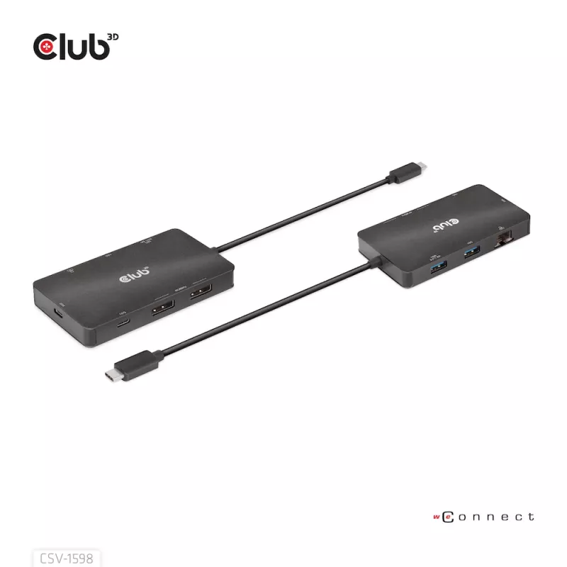 CLUB3D USB Gen2 Type-C uz diviem DisplayPort 4k60Hz 7-in-1 centrmezgls