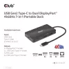 CLUB3D USB Gen2 Type-C uz diviem DisplayPort 4k60Hz 7-in-1 centrmezgls