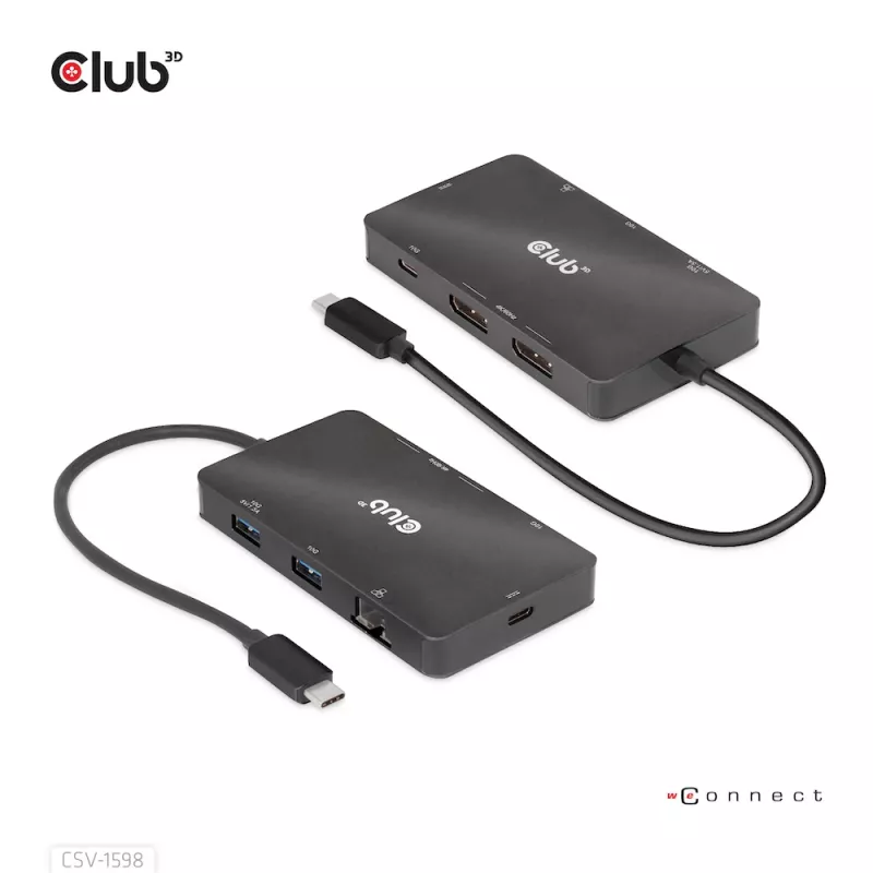 CLUB3D USB Gen2 Type-C uz diviem DisplayPort 4k60Hz 7-in-1 centrmezgls