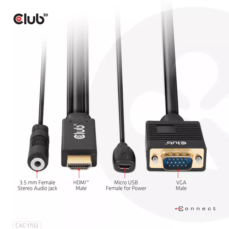 CLUB3D HDMI uz VGA kabelis V/V 2m/6.56ft 28AWG