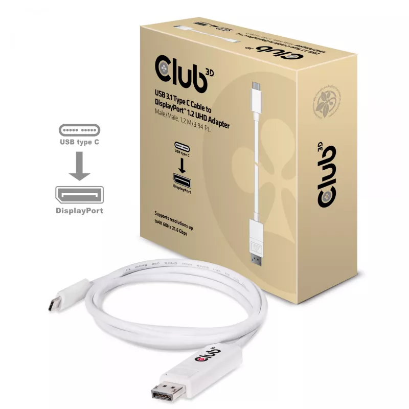 CLUB3D USB 3.1 Type C kabelis uz DisplayPort 1.2 UHD adapteris