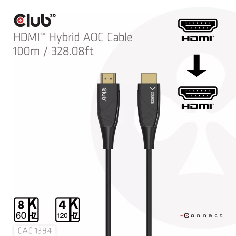 CLUB3D CAC-1394 Ultra High Speed AOC kabelis 4K120Hz/8K60Hz vienvirziena M/M 100m