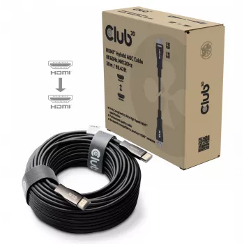CLUB3D HDMI™ Hybrid AOC kabelis 8K60Hz/4K120Hz 30m / 98,42 pēdas, 30 m, HDMI A tips (standarta), HDMI A tips (standarta), 48 Gbit/s, melns