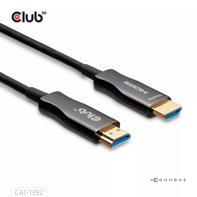 CLUB3D HDMI™ Hybrid AOC kabelis 8K60Hz/4K120Hz 30m / 98,42 pēdas, 30 m, HDMI A tips (standarta), HDMI A tips (standarta), 48 Gbit/s, melns