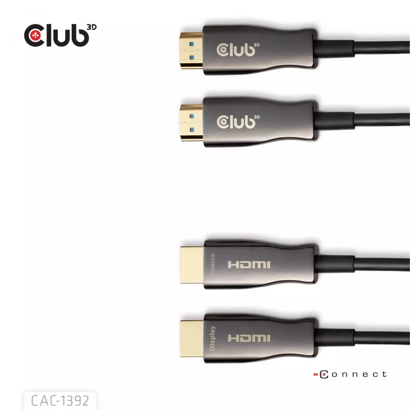 CLUB3D HDMI™ Hybrid AOC kabelis 8K60Hz/4K120Hz 30m / 98,42 pēdas, 30 m, HDMI A tips (standarta), HDMI A tips (standarta), 48 Gbit/s, melns