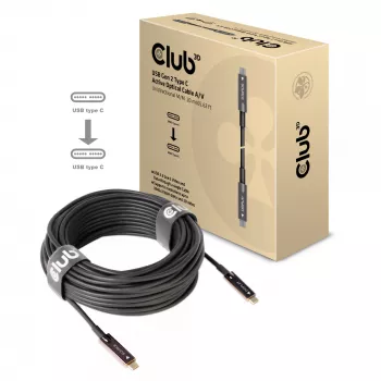 CLUB3D USB Gen 2 Type C aktīvais optiskais kabelis A/V vienvirziena V-V 20 m / 65.62 pēdas