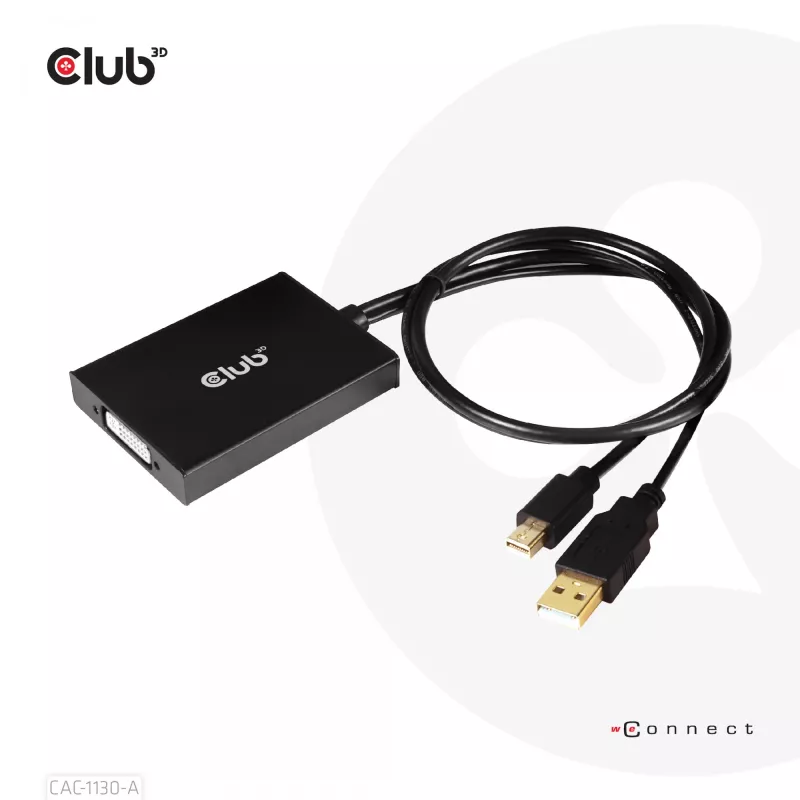 CLUB3D Mini DisplayPort uz Dual Link DVI, HDCP OFF versija Apple Cinema displejiem aktīvais adapteris
