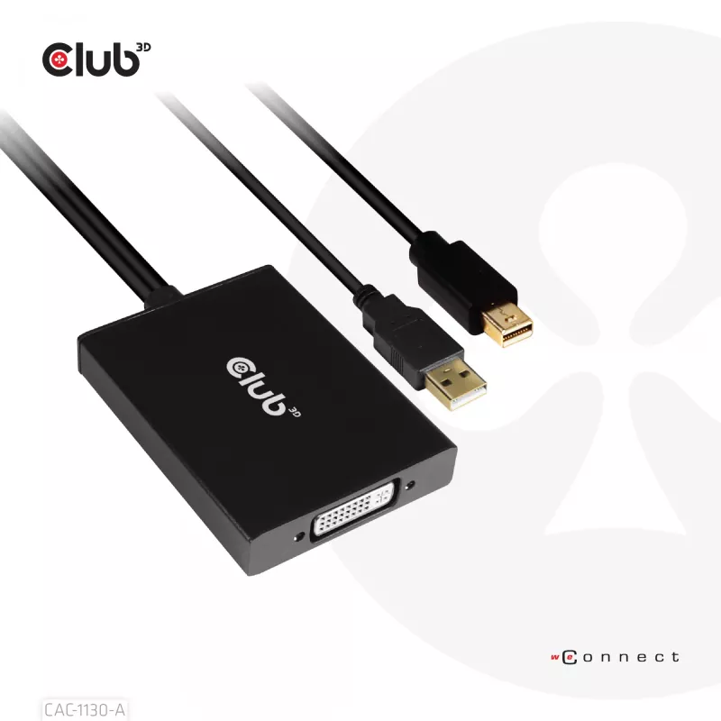 CLUB3D Mini DisplayPort uz Dual Link DVI, HDCP OFF versija Apple Cinema displejiem aktīvais adapteris