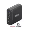CLUB3D Travel Charger 100W GaN tehnoloģija, četru portu USB Type-A (2x) un -C (2x), Power Delivery (PD) 3.0 atbalsts