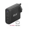CLUB3D Travel Charger 100W GaN tehnoloģija, četru portu USB Type-A (2x) un -C (2x), Power Delivery (PD) 3.0 atbalsts
