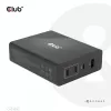 CLUB3D ceļojumu lādētājs 132W, GAN tehnoloģija, četras pieslēgvietas USB Type-A un -C, Power Delivery(PD) 3.0 atbalsts